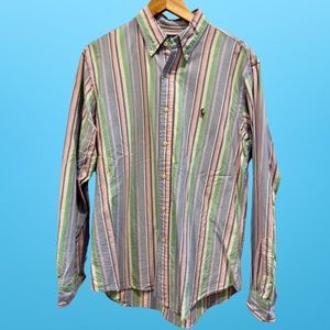 Vintage Men's Large Ralph Lauren Long Sleeve Polo Button Up